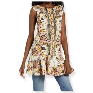 Free People NWT Botanical Floral Multicolor Summer in Tulum Tunic Size XS
